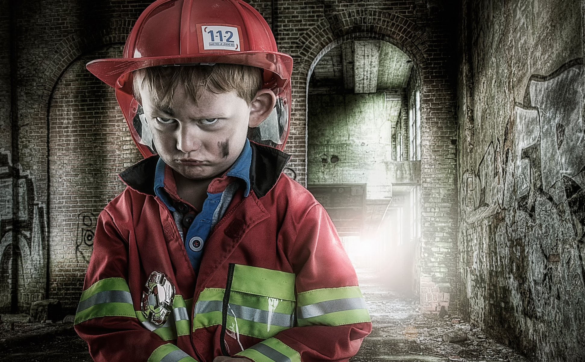 boys portrait young fireman