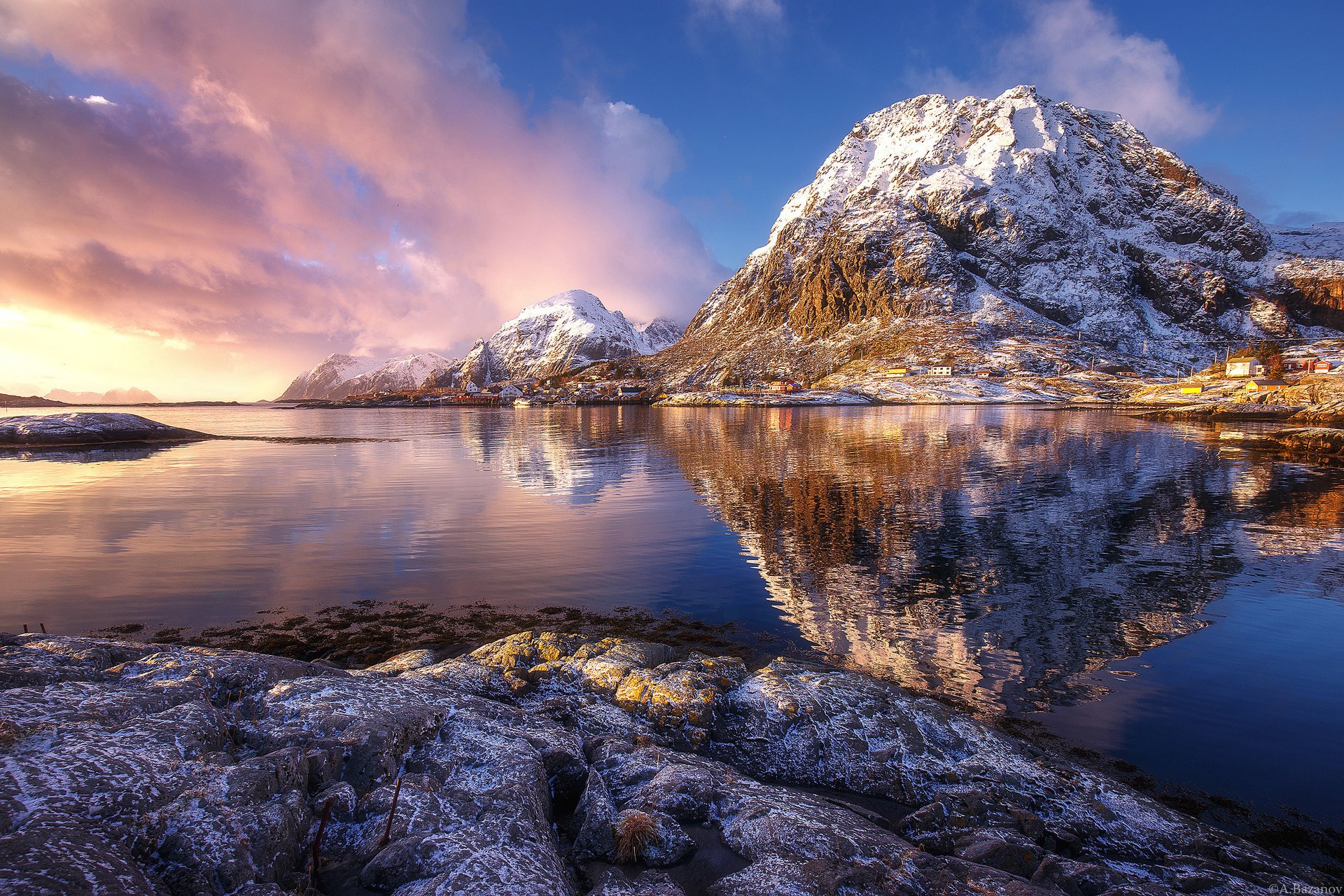 norvège montagnes roches ciel mer