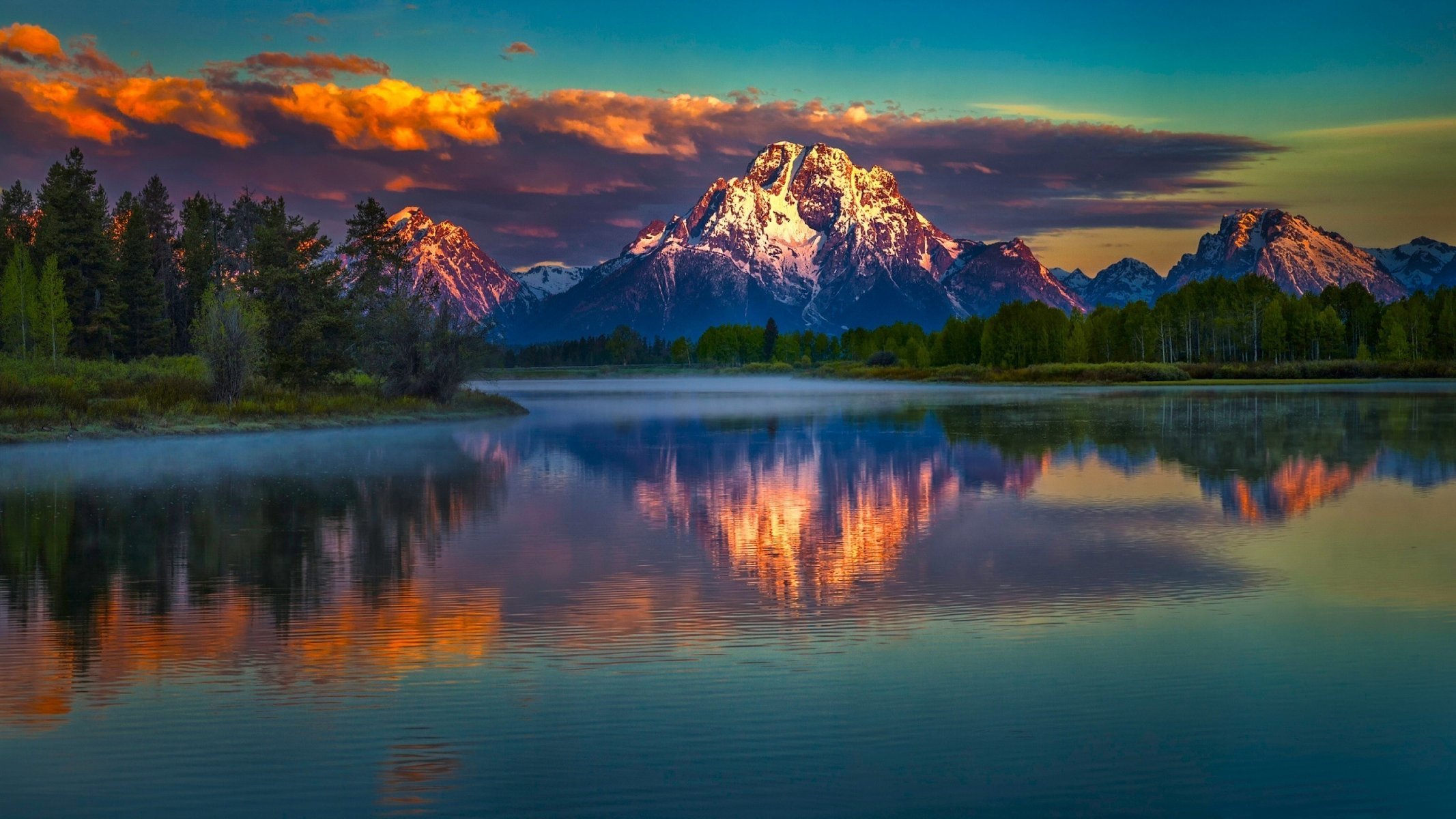 river reflection mountains beautiful