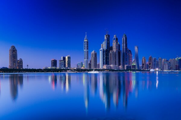 The evening reflection of the Danube skyscrapers is fascinating