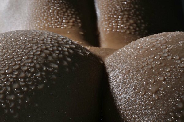 Beautiful female ass with drops in macro shooting