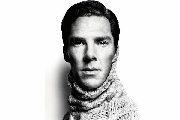 Photographie en noir et blanc de Benedict Cumberbatch