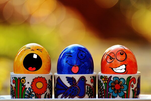 Funny colored eggs for Easter