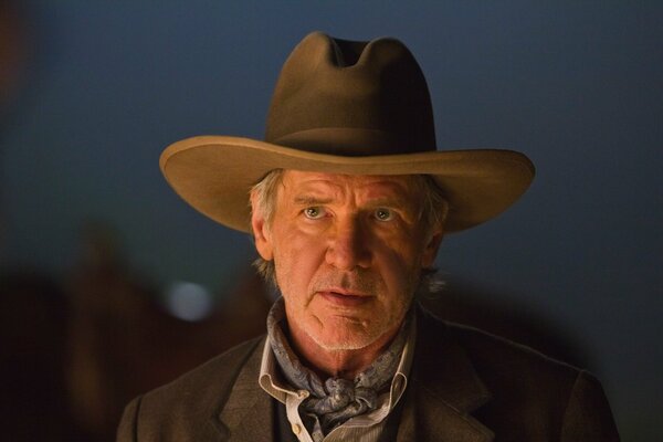 Retrato de Harrison Ford con sombrero de vaquero