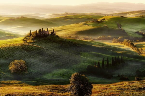 The silence of nature in fields with hills