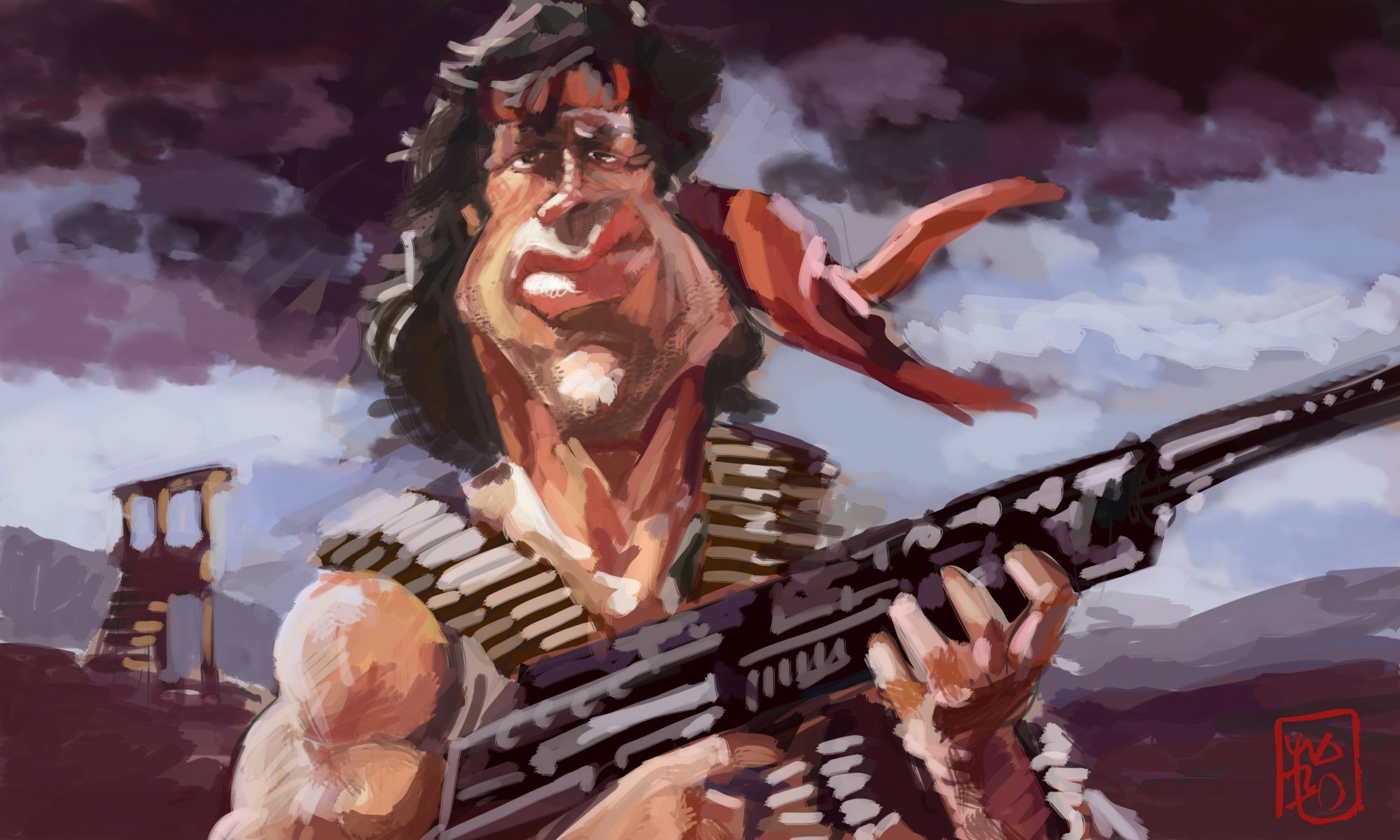 sylvester stallone rambo fumetto disegno