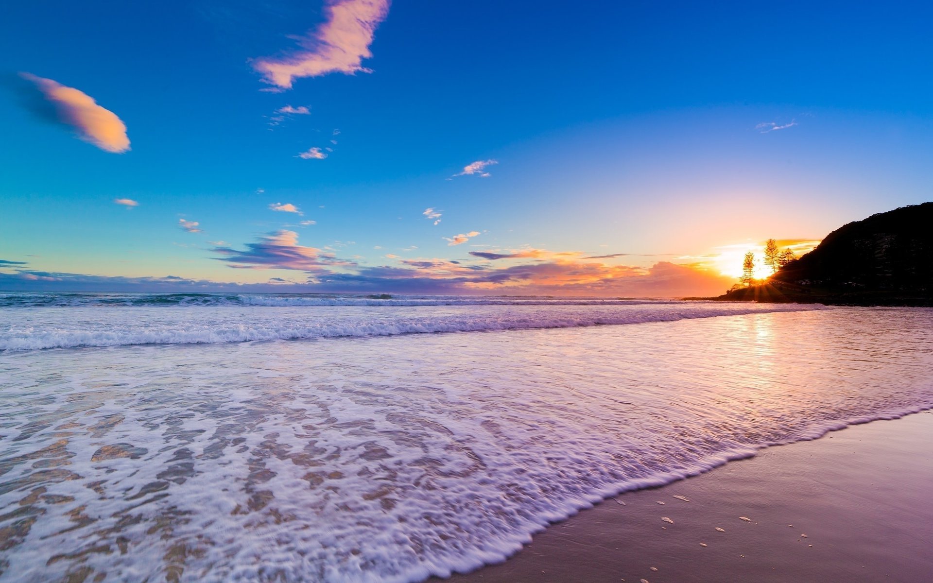 costa salida del sol mar olas australia