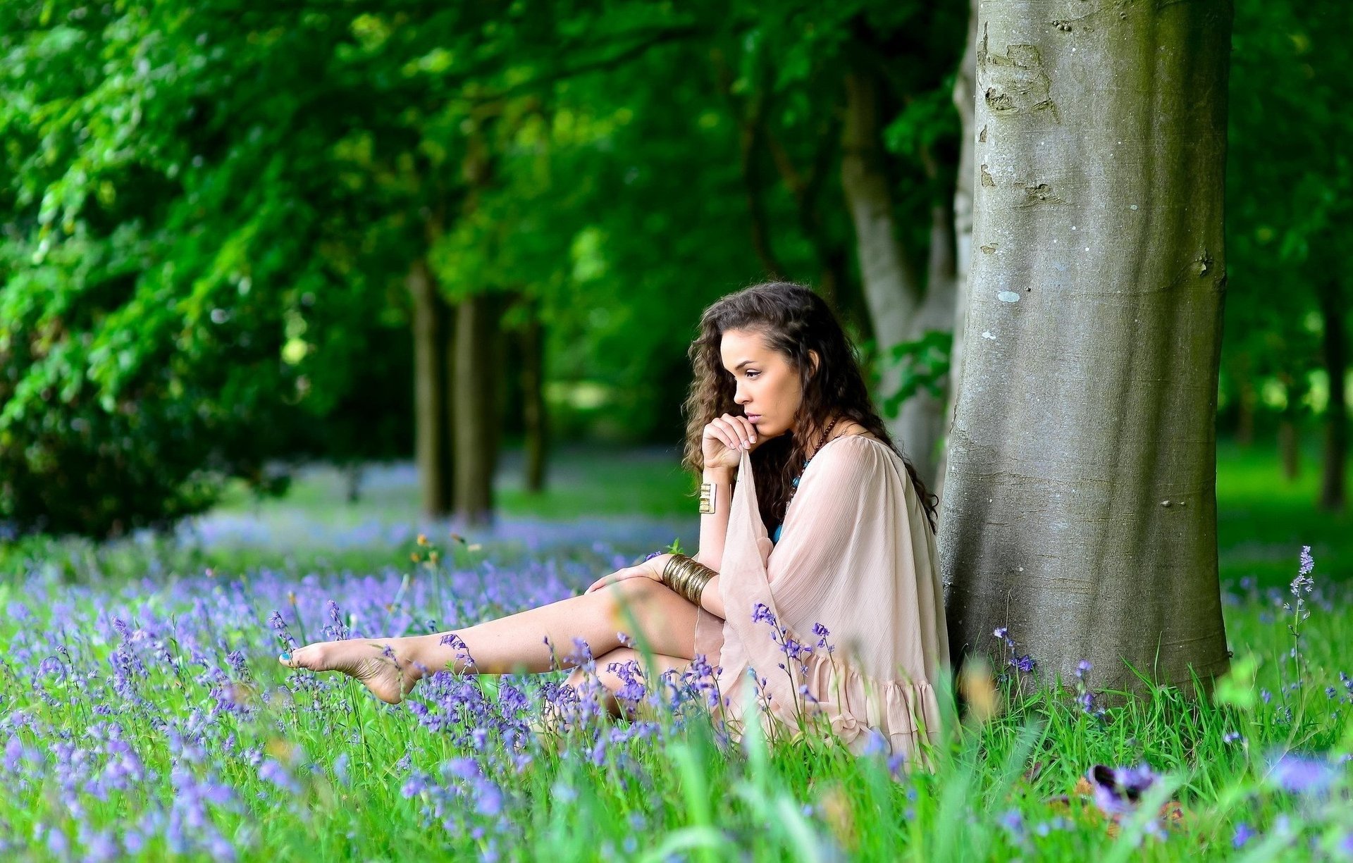 flores árboles naturaleza mujer modelo