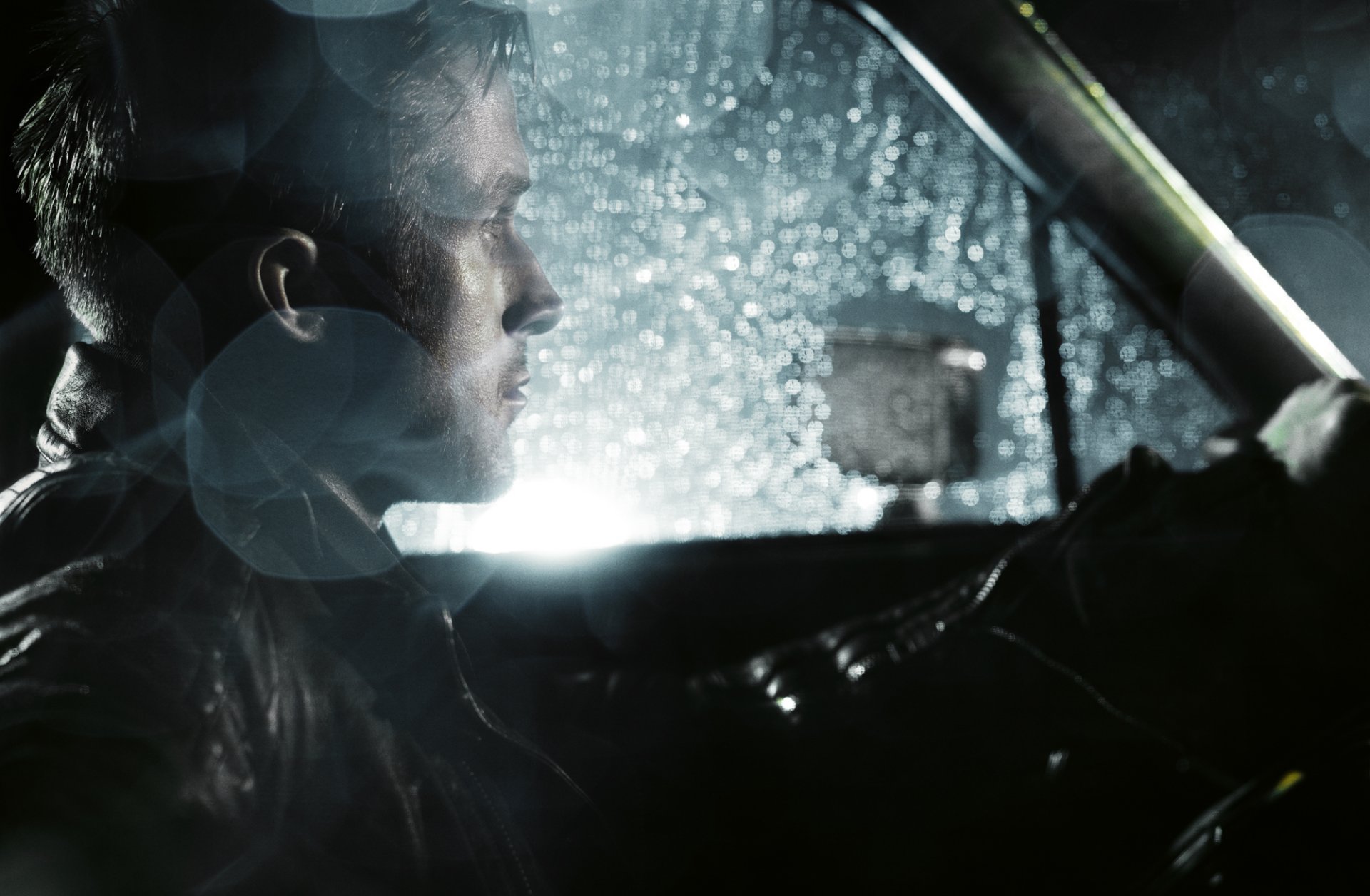 ryan gosling homme acteur voiture pluie bokeh