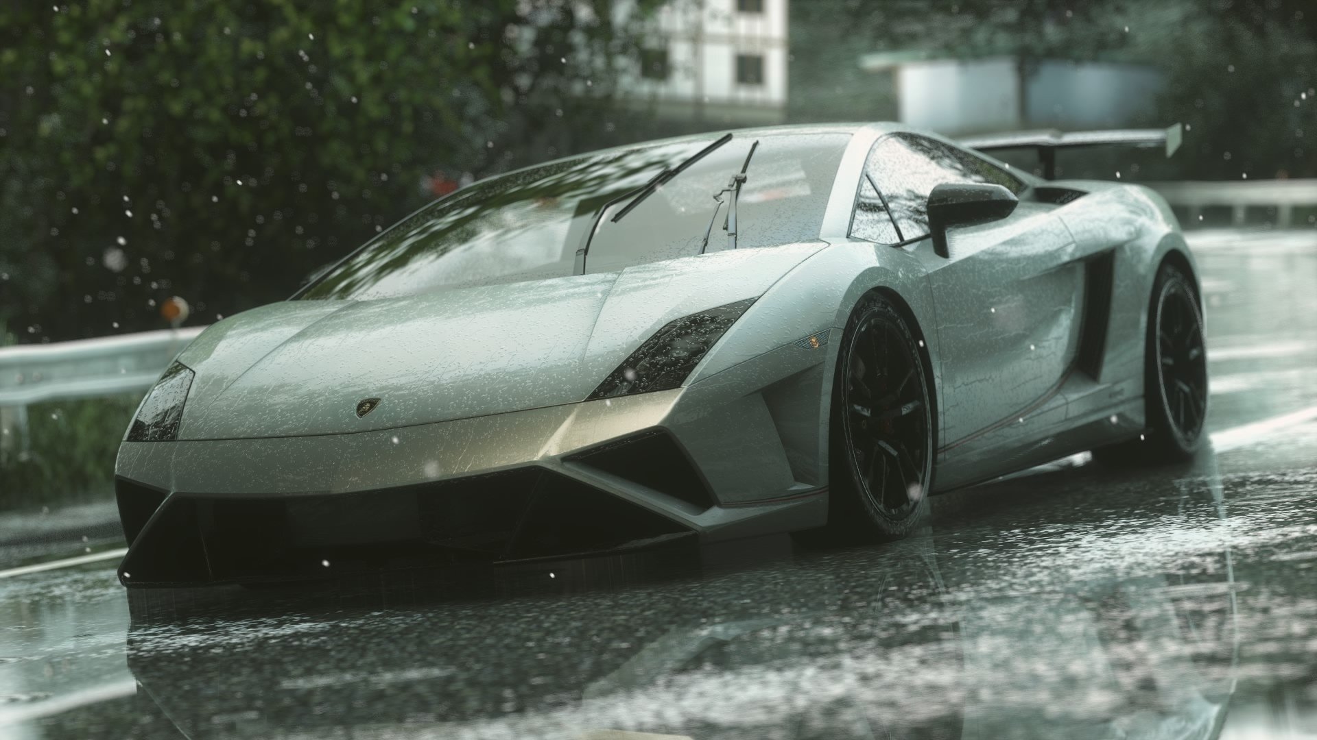 lamborghini grey background rain