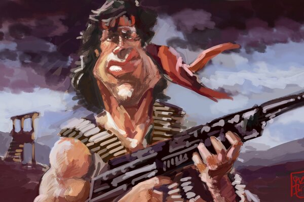 Karikatur von rimbaud sylvester stallone