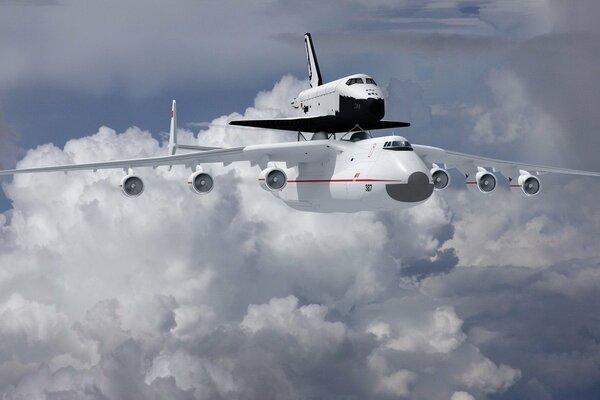 The plane buran in the regional sky