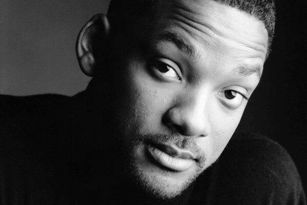 Black and white photo of Will Smith