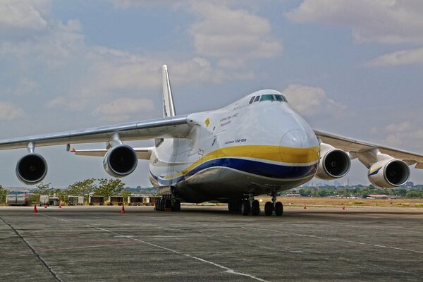 A big plane on the runway