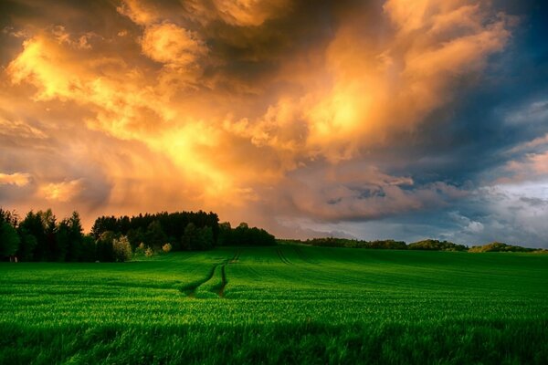 Landstraße vor Sonnenuntergang Hintergrund