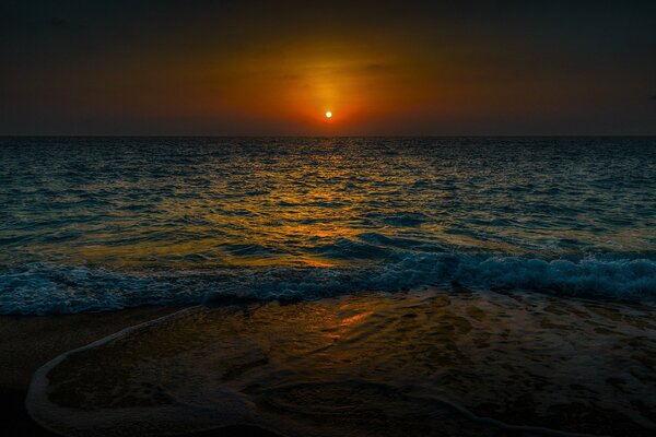 Twilight sunset on the shore