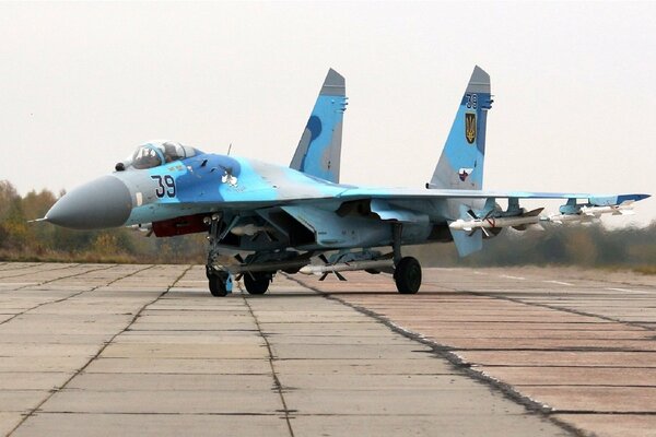 Military aircraft on the runway