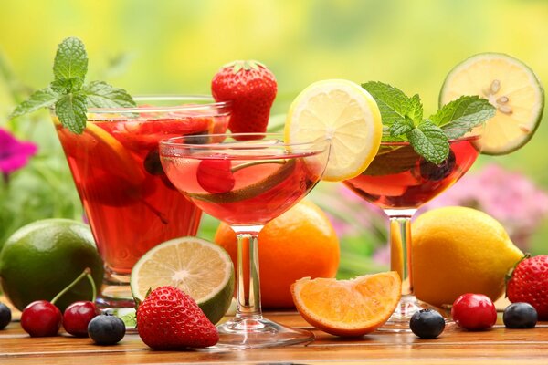 Cocktail mix with berries and fruits