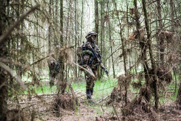 Soldaten der königlichen Armee im Wald