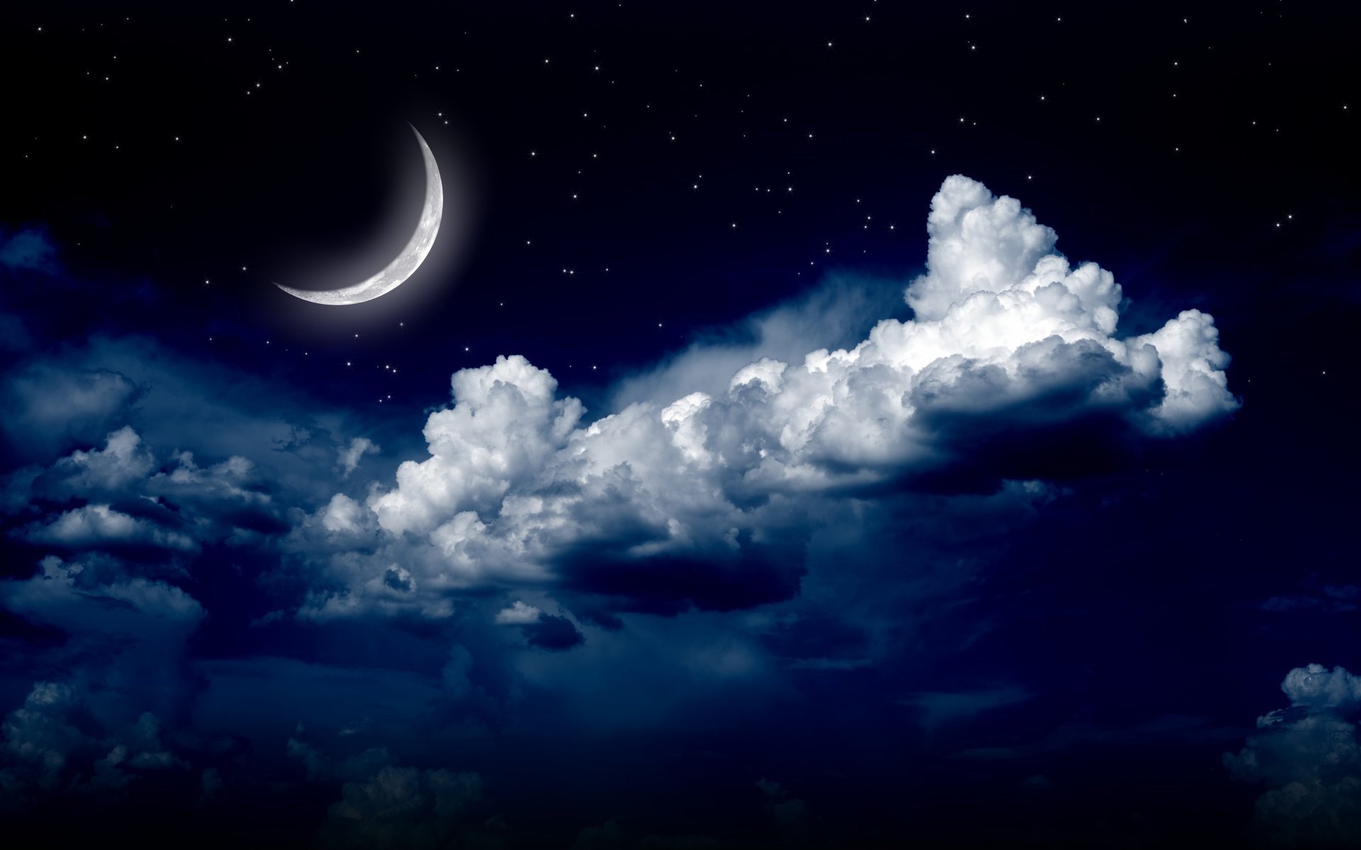 the sky stars the moon clouds the dark background