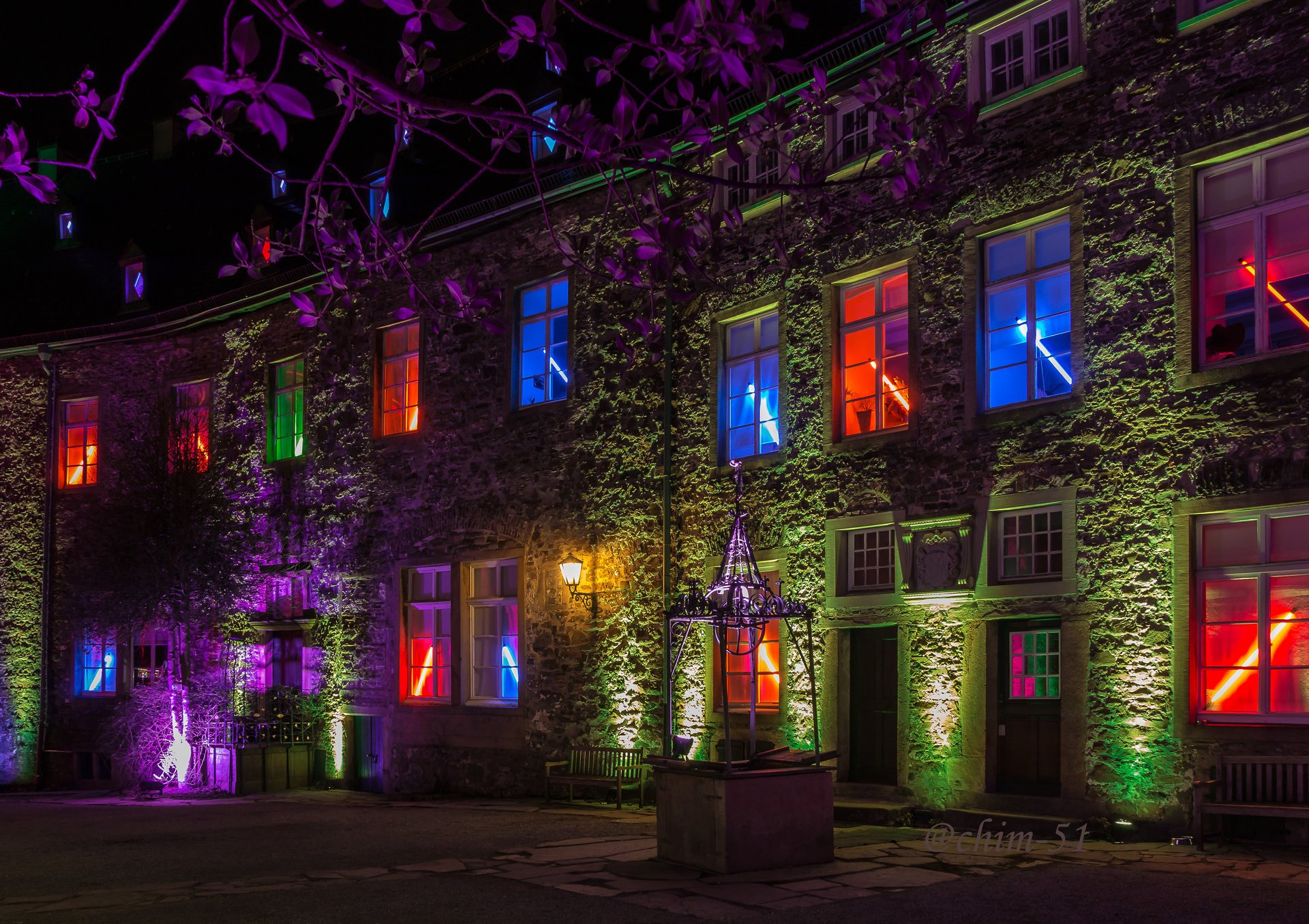 drachenburg deutschland nacht lichter stadt