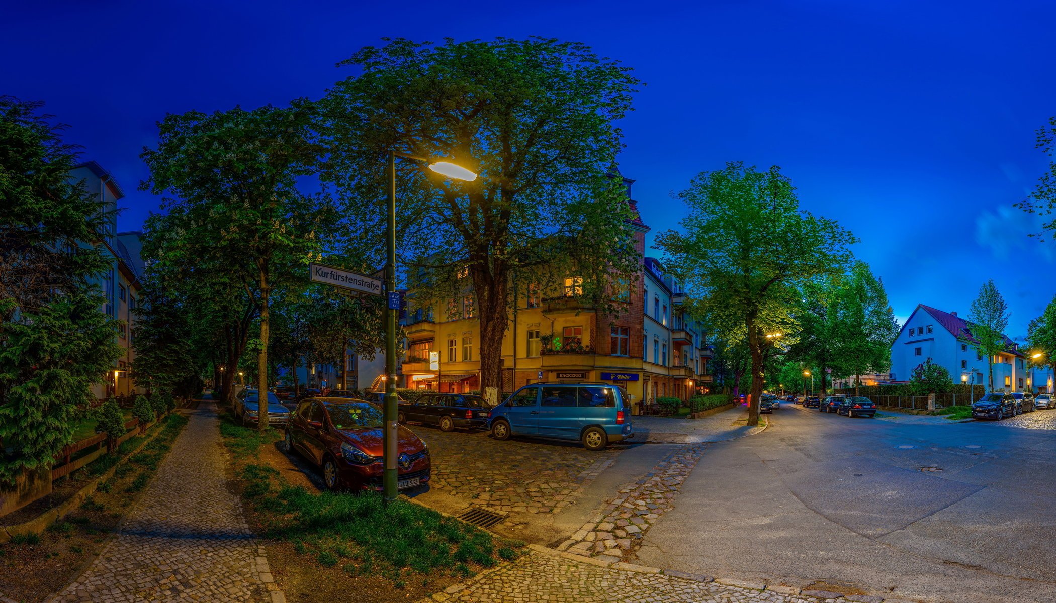 the city berlin germany home road street trees night light