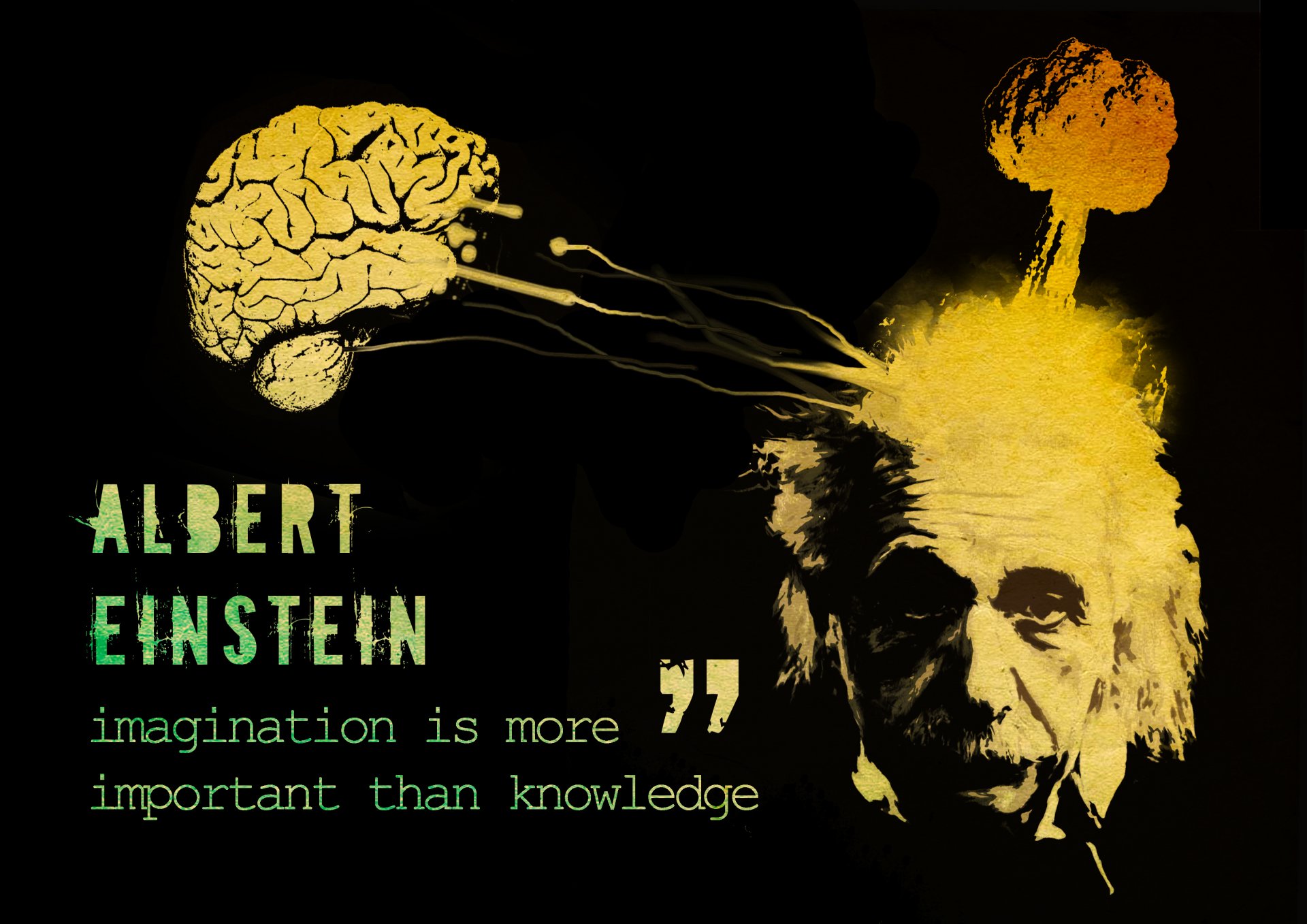 albert einstein inscription quote quotation brain explosion