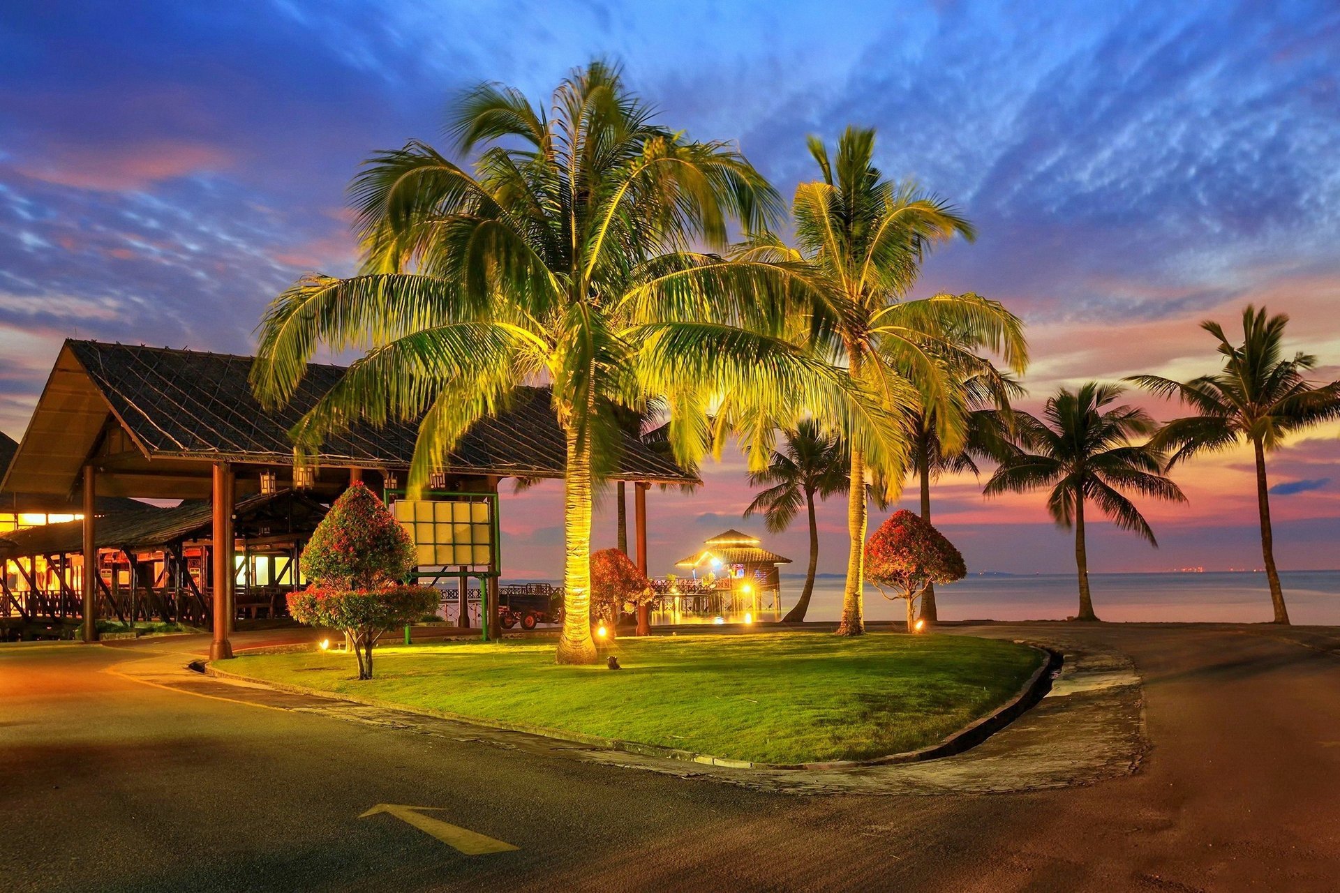 nature palm trees tropics structure resort stay the ocean