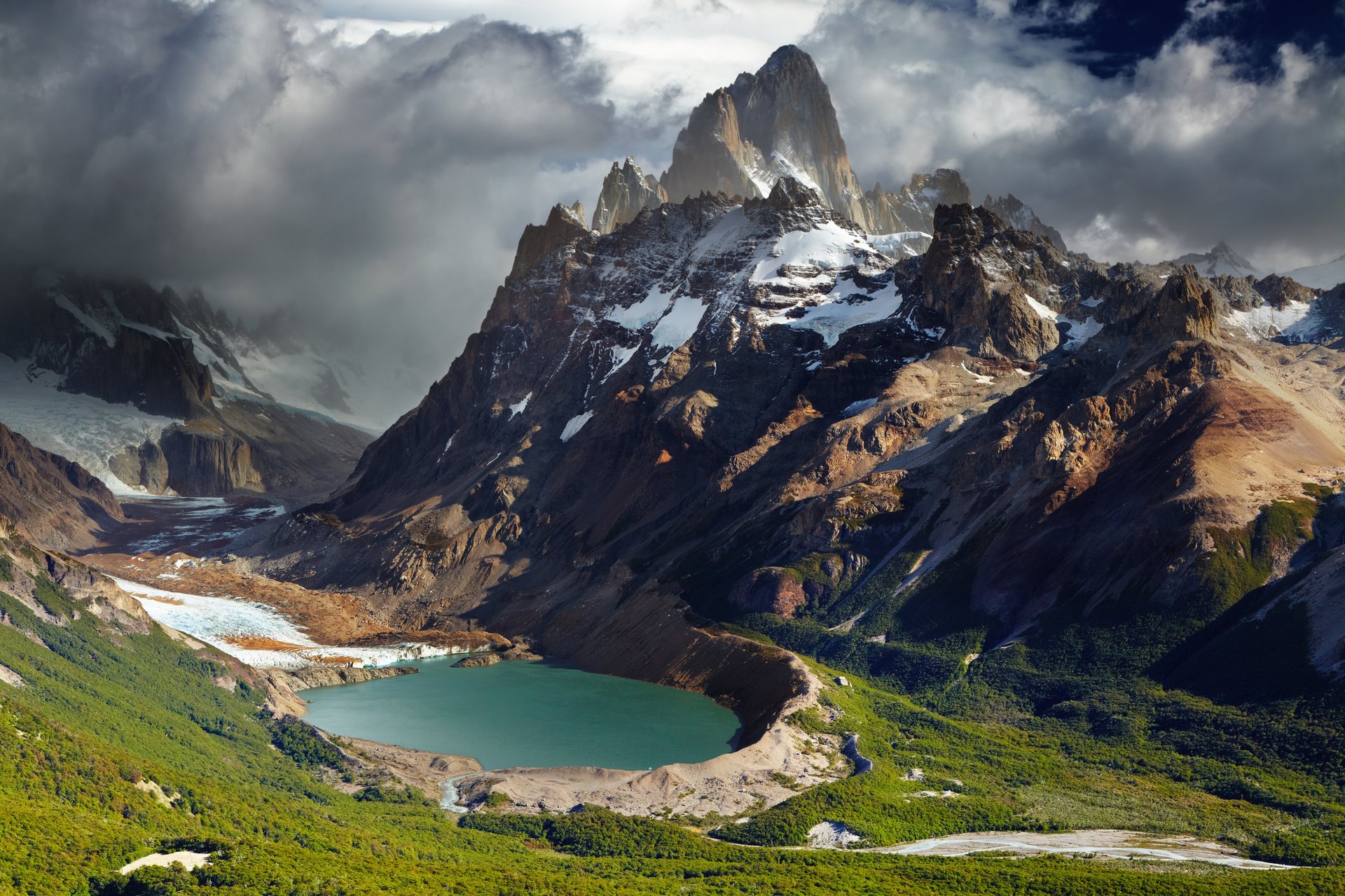 nature argentina mountains lake landscape grass cloud