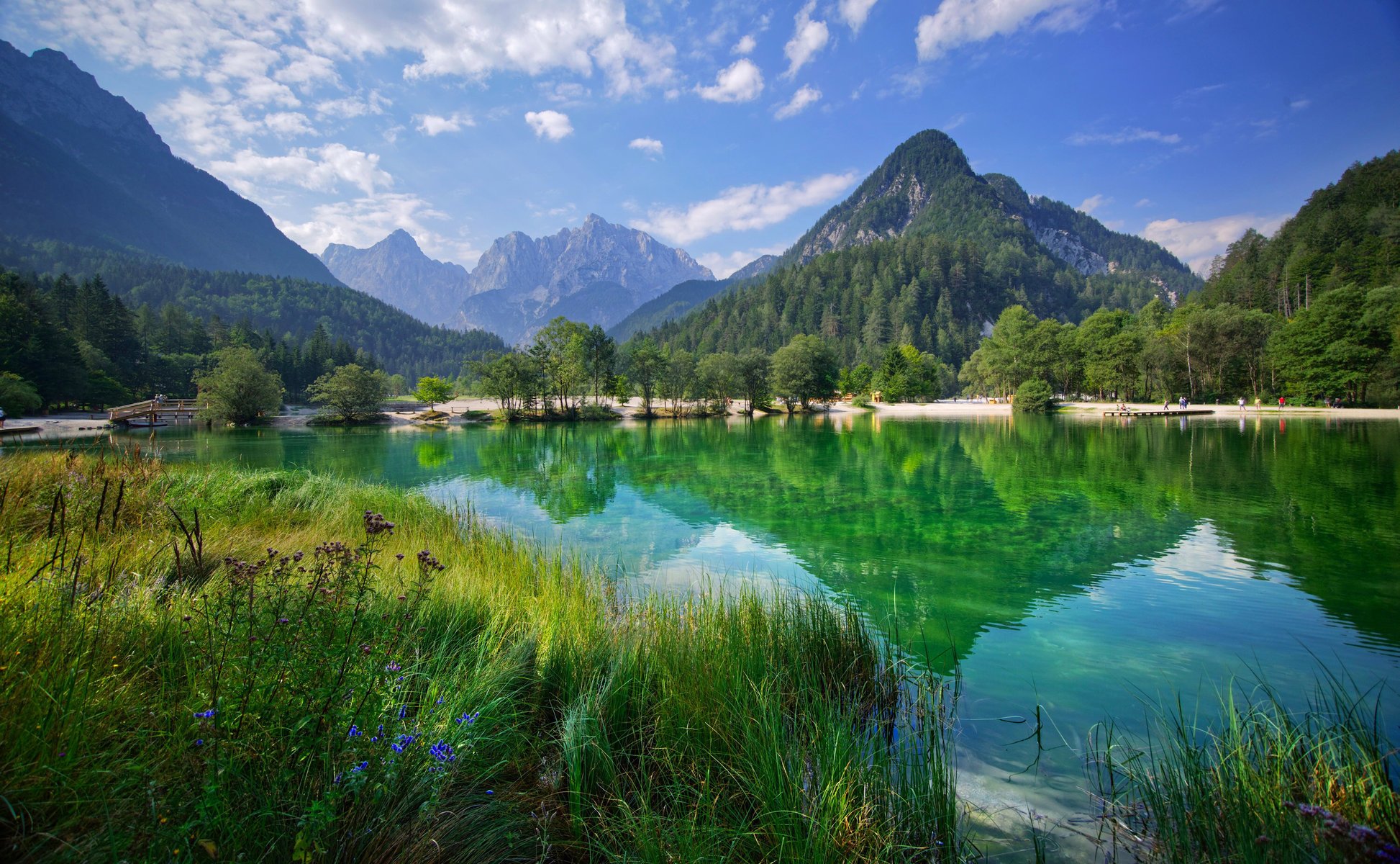 naturaleza montañas lago verano