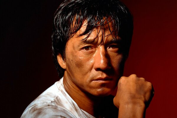 Retrato de Jackie Chan después de la pelea