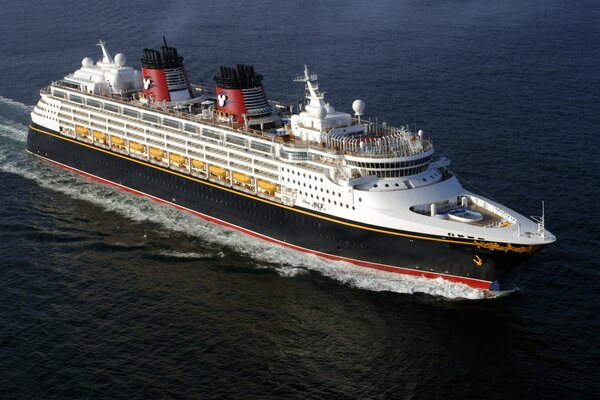 Beautiful cruise ship sailing in the blue sea