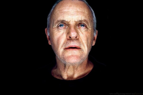 Portrait of Anthony Hopkins on a black background