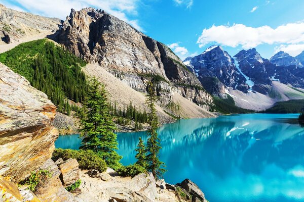 Canadian Mountains and Blue Lake