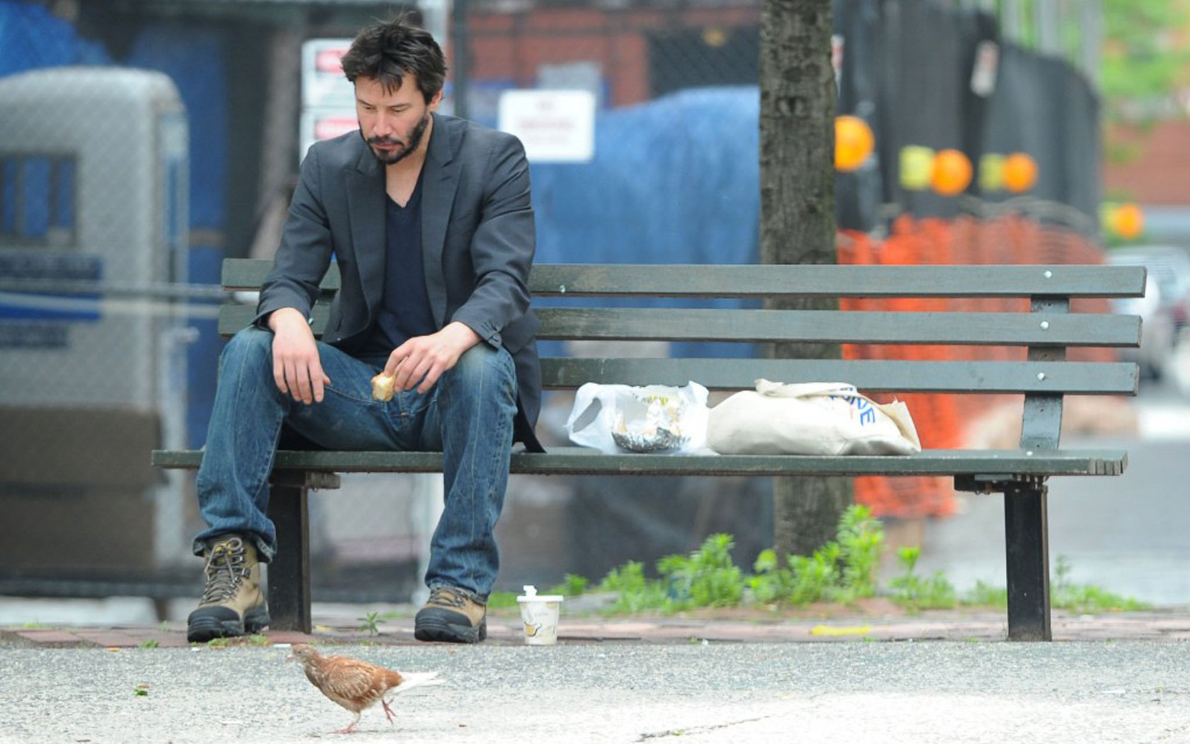 keanu reeves bench sadness shoe