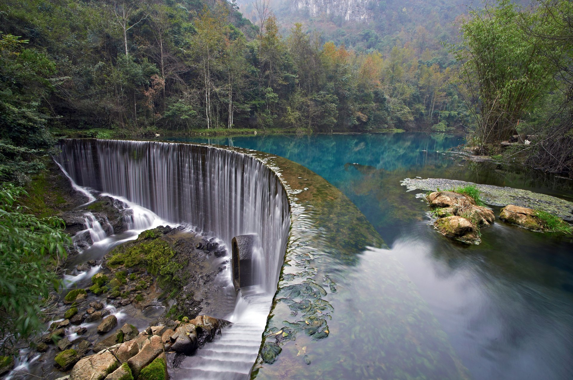 dam nature mountains forest river