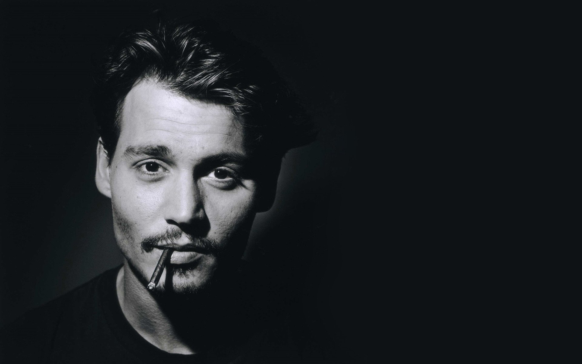 mężczyzna johnny depp fotografia czarno-biała portret twarz monochromatyczny