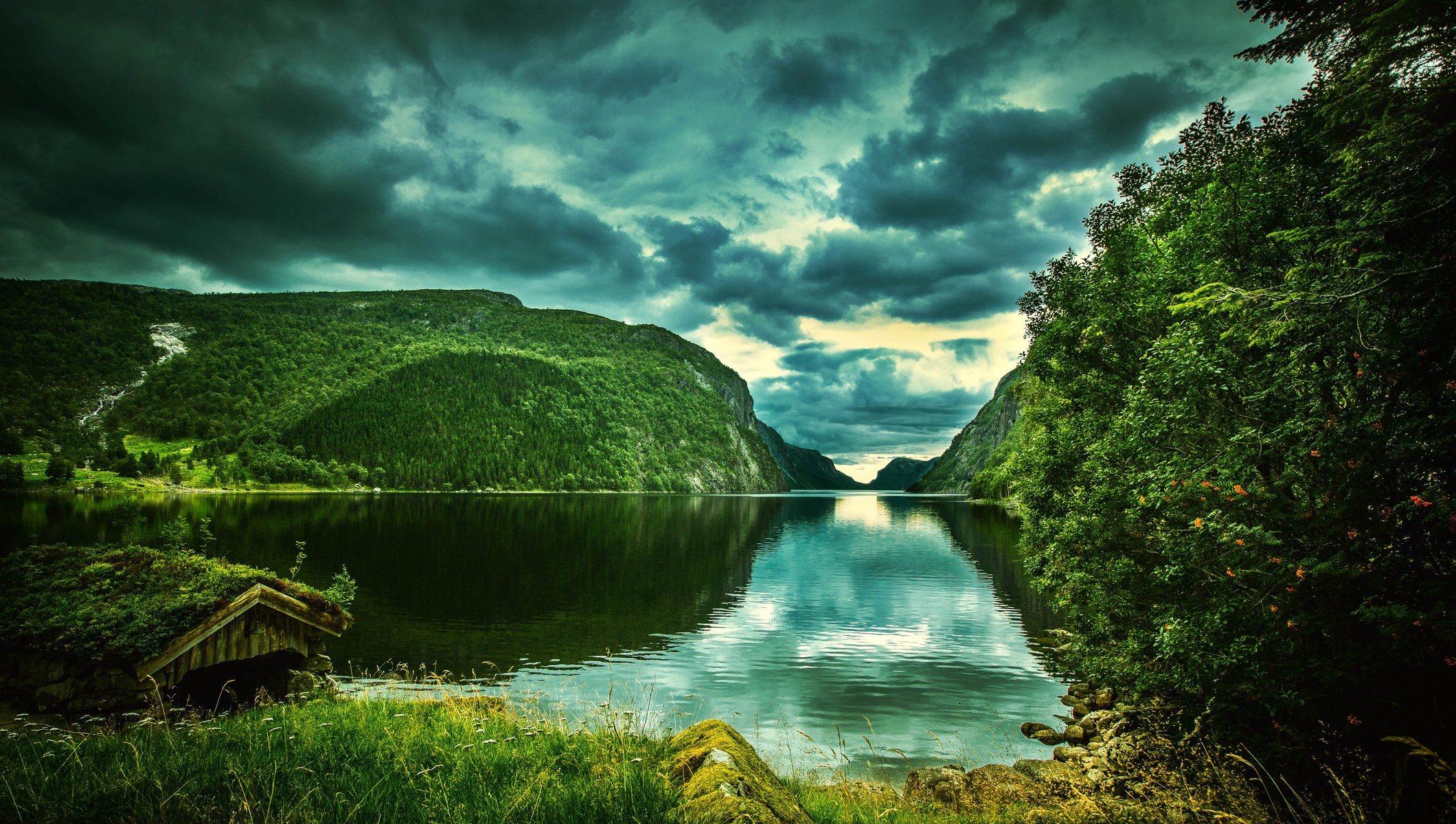 rogaland noruega paisaje montañas lago bosque nubes naturaleza