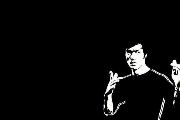 Bruce Lee sobre fondo negro