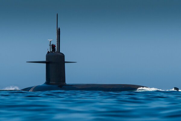 A submarine in the process of diving