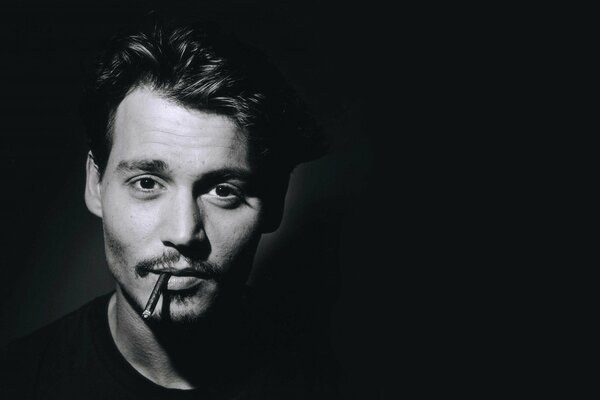 Photo noir et blanc de Johnny Depp