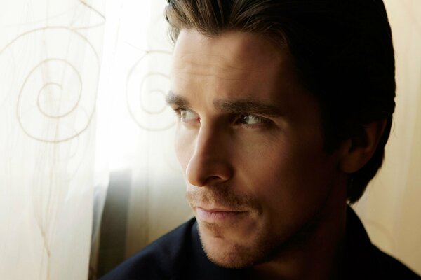 Schauspieler Christian Bale. Blick