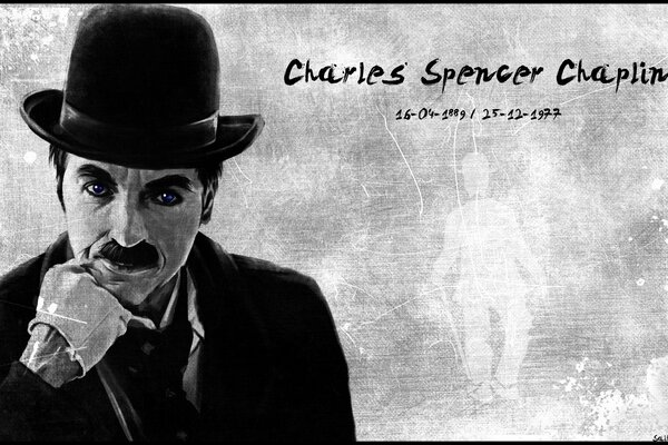 Pintura en blanco y negro de Charlie Chaplin