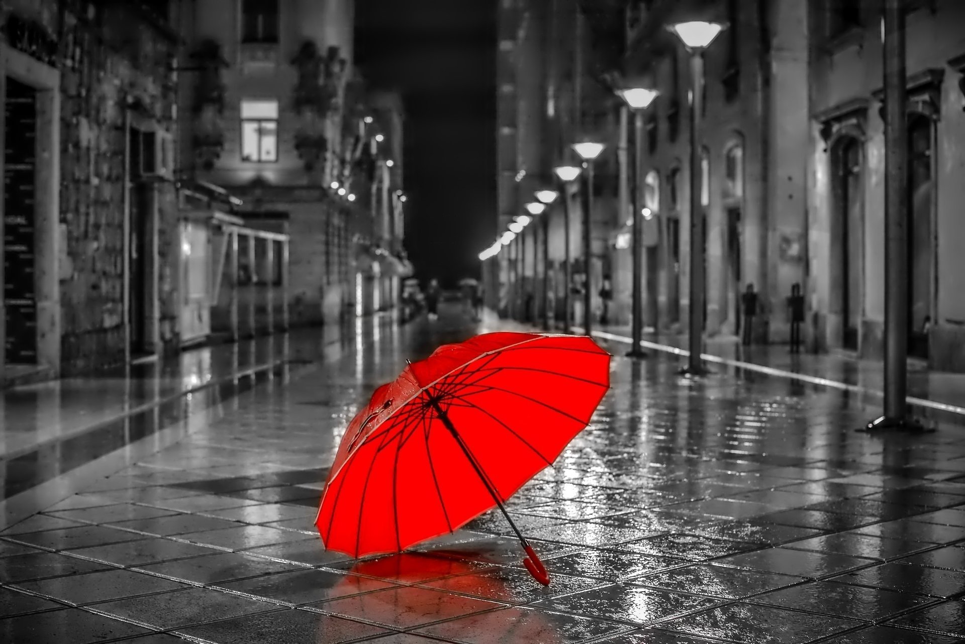 straße regen regenschirm rot