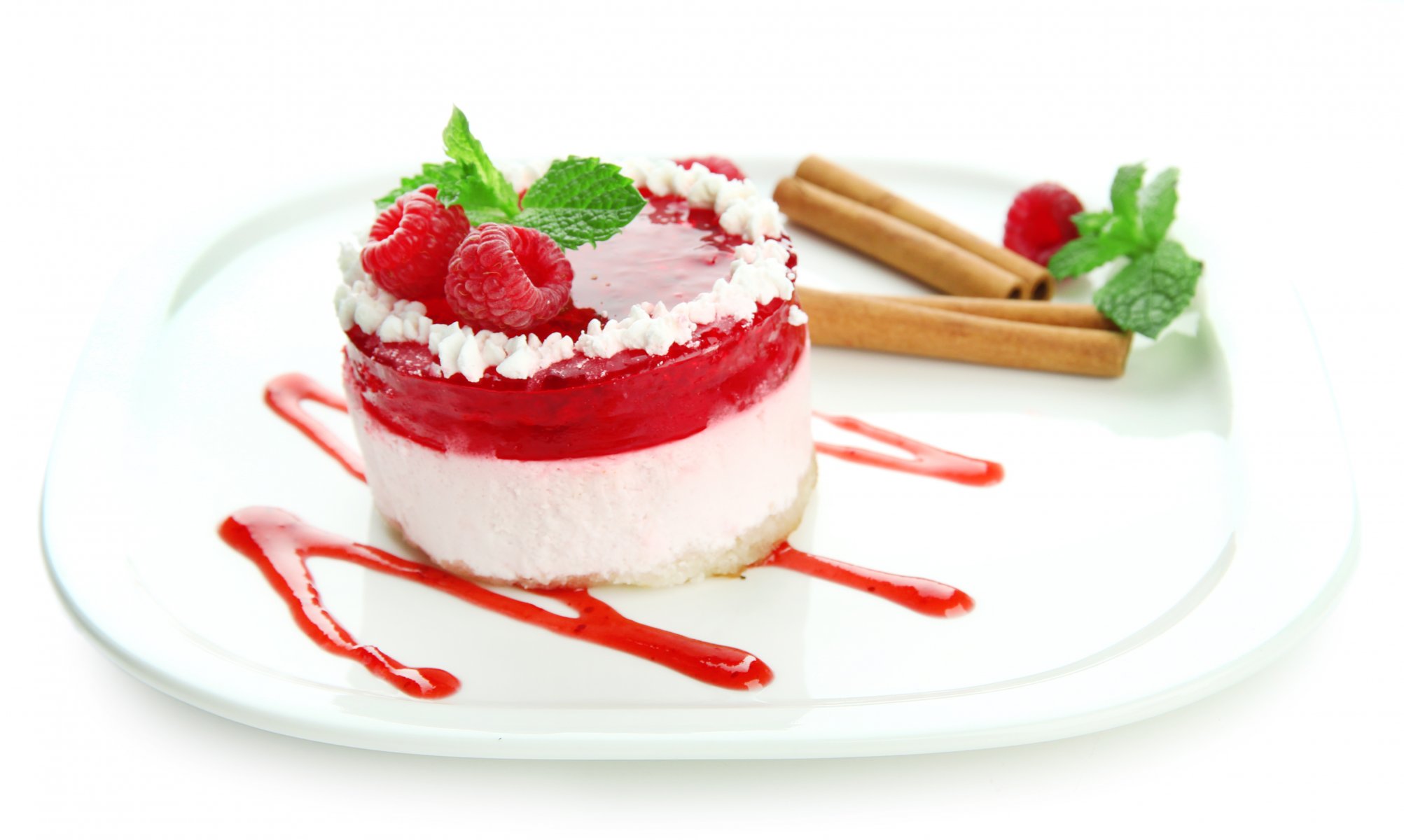 cake sweet jelly raspberry mint