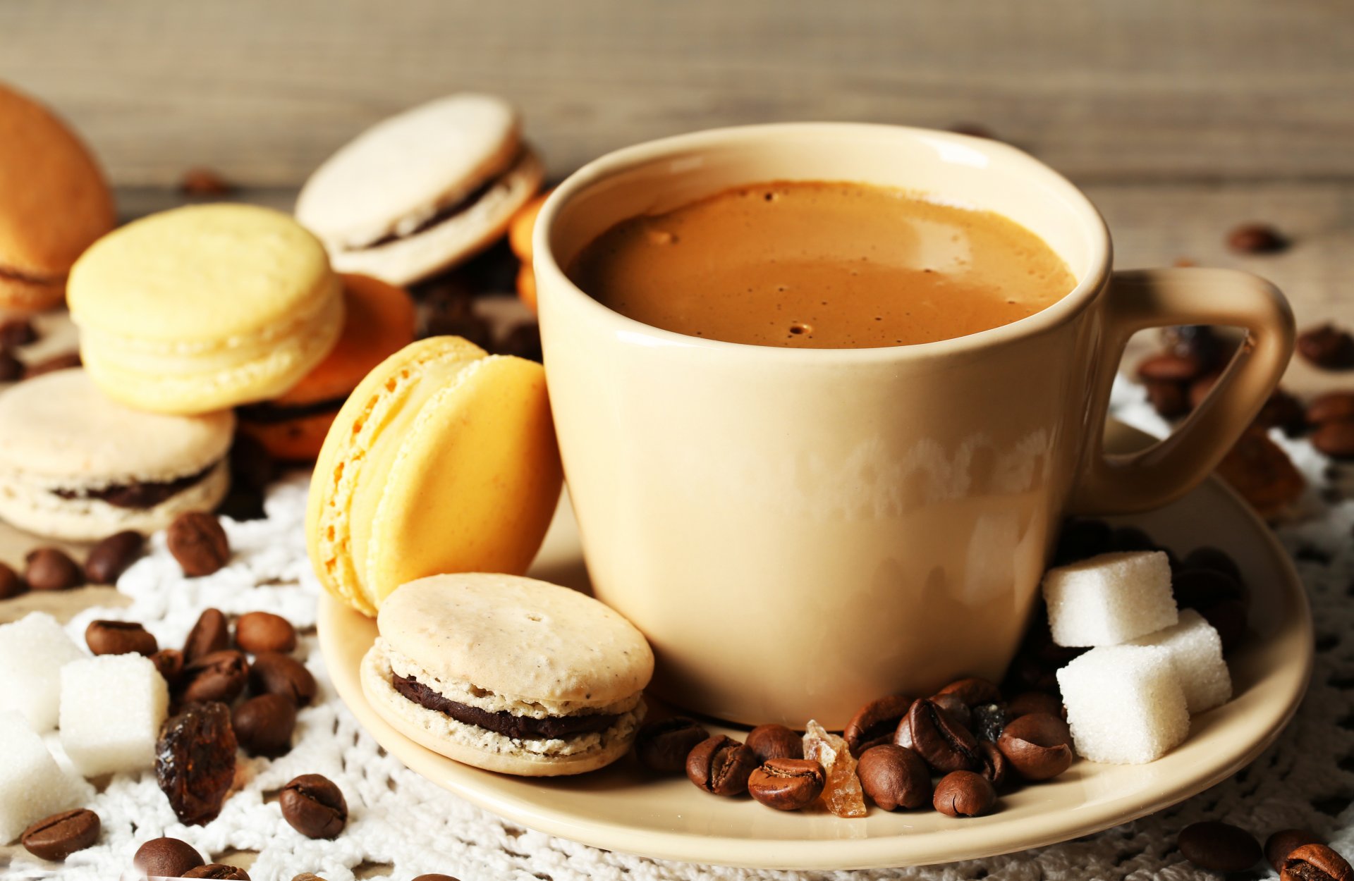 macaron cookies dessert macaroon cup coffee grain