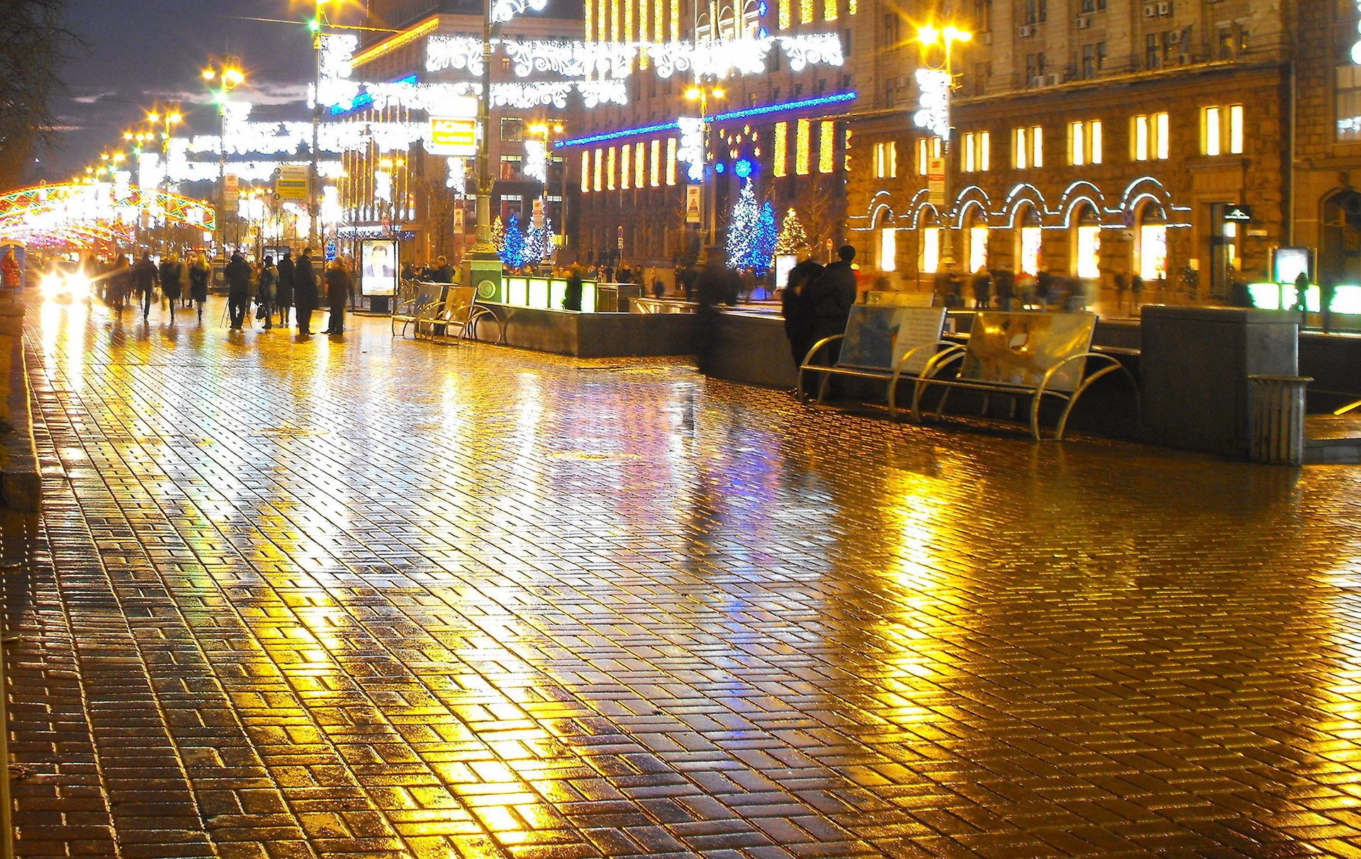 khreshchatyk kijów nocne miasto światła