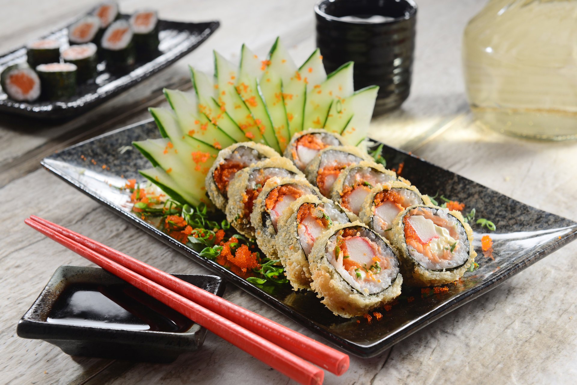 japanese cuisine sushi rolls vegetables greens decoration rolls decoration