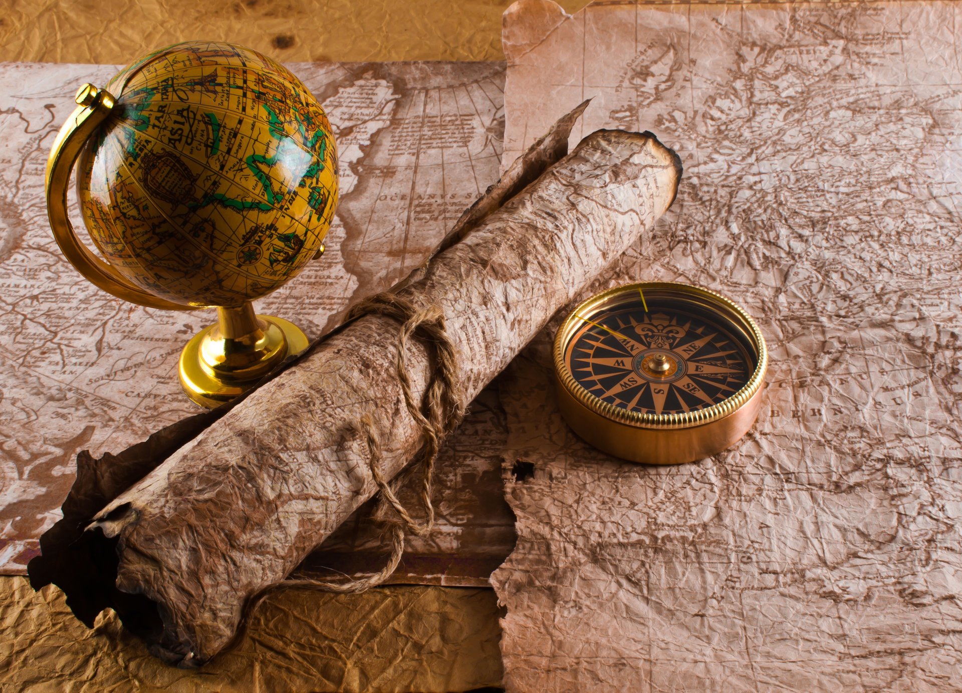 compass the manuscript globe rope map