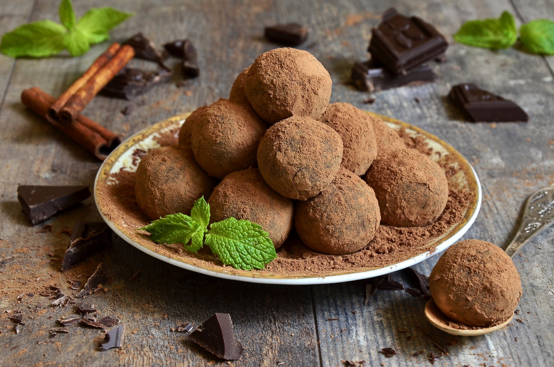 truffes bonbons bonbons menthe chocolat cannelle